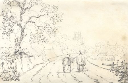 Late 19th Century Graphite Drawing - Dieppe Landscape