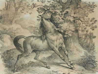 Carle Vernet (1758-1836) - 19th Century Lithograph, Wild Horse