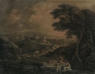 18th Century Etching - Classical Landscape with Figures in a Storm