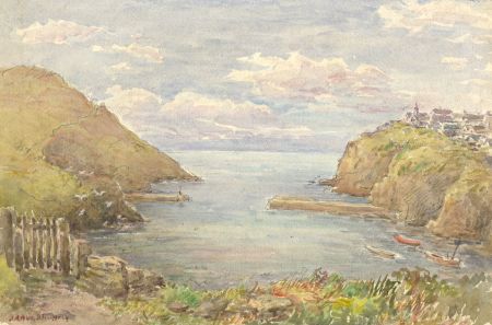 James Allen Shuffrey BWS (1859 - 1939) - 1933 Watercolour, Port Isaac Harbour