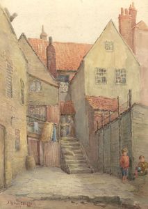 James Allen Shuffrey BWS (1859 - 1939) - 1913 Watercolour, Figures in a Yard