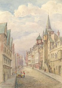 James Allen Shuffrey BWS (1859 - 1939) - 1922 Watercolour, Tollbooth, Edinburgh