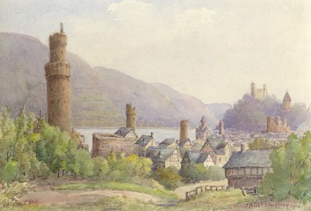 James Allen Shuffrey BWS - 1914 Watercolour, View from a Vineyard, Oberwesel