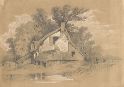 English School Late 19th Century Graphite Drawing - House in a Landscape