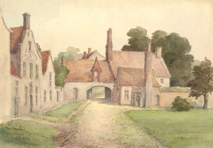 James Allen Shuffrey BWS (1859 - 1939) - 1911 Watercolour, Béguinage, Bruges