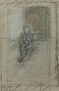 Mark Ivan Clark - Contemporary Charcoal Drawing, Nude in an Interior