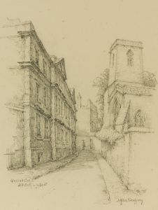 1900s Graphite Drawing - Queen's College