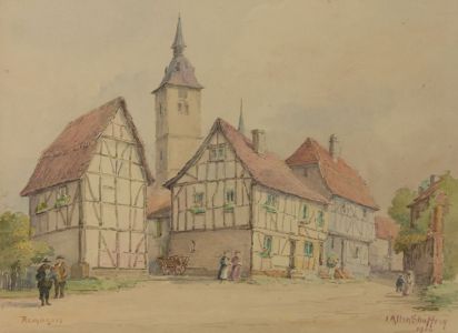 James Allen Shuffrey BWS (1859 - 1939) - 1914 Watercolour, Remagen