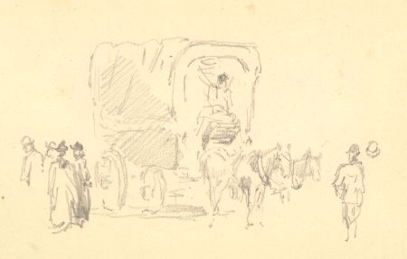 Attributed to Edward Angelo Goodall RWS - 19th Century Graphite Drawing, Wagon 