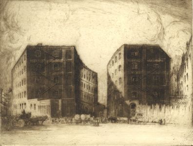 Early 20th Century Etching - Burcess Tobacco Bonded Warehouse