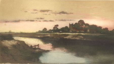 Early 20th Century Aquatint - Across the River