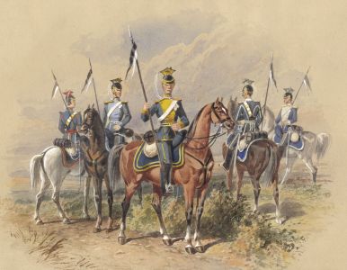 Very Fine Mid 19th Century Watercolour - Uhlans