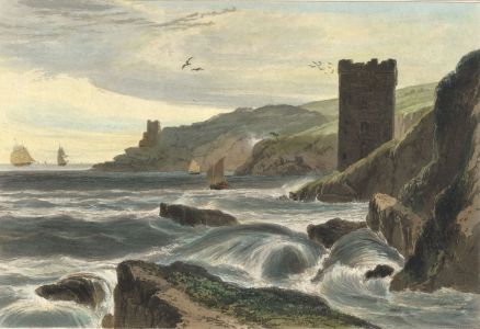 William Daniell RA - 19th Century Aquatint, Fowey Castle, Cornwall
