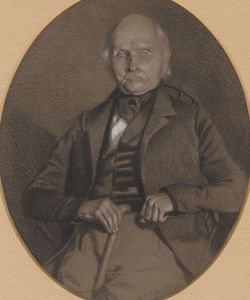J.D. Watson  - 1849 Charcoal Drawing, Oval Portrait of a Seated Gentleman 
