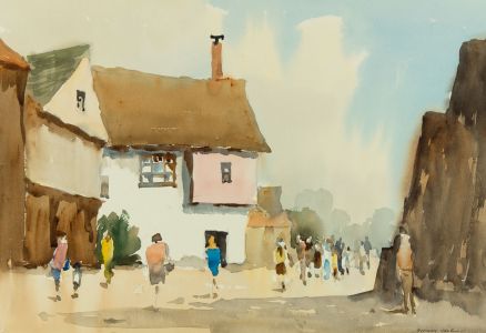 Sydney Vale FRSA - Impressionist Mid 20th Century Watercolour, Busy Street Scene