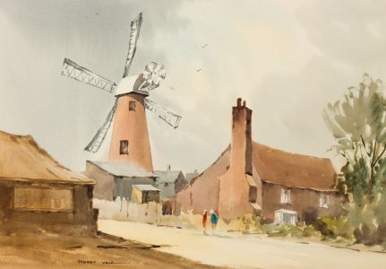 Sydney Vale FRSA - Large Mid 20th Century Watercolour, Landscape with Windmill