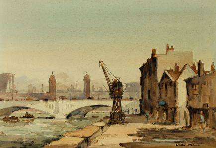 Sydney Vale FRSA - Large Mid 20th Century Watercolour, Bankside and the Thames