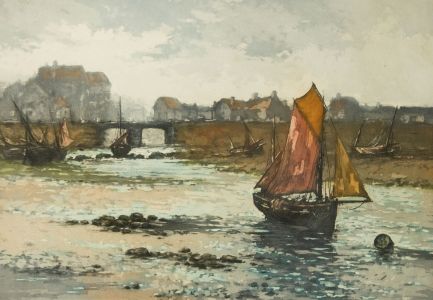Alphonse Lafitte (1872-1936) - 19th Century Aquatint, Sailing Boats in a Harbour