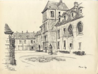 Austin Blomfield - 1949 Charcoal Drawing, Meaux