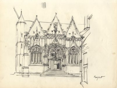 Austin Blomfield - Set of 3 Mid 20C Charcoal Drawings, Building Sketches