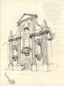 Austin Blomfield - Set of 4 Mid 20C Charcoal Drawings, Building Sketches