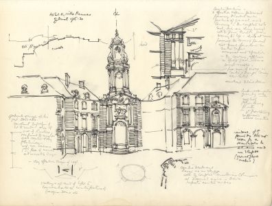 Austin Blomfield - Set of 4 Mid 20C Charcoal Drawings, Building Sketches