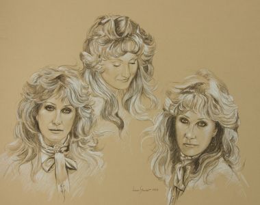 Lonnie Stewart - 1989 Mixed Media, Portrait of a Lady in Three Poses