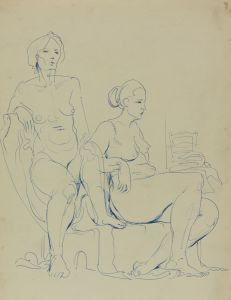 Georg Mayer-Marton - Mid 20th Century Pen and Ink Drawing, Seated Nudes