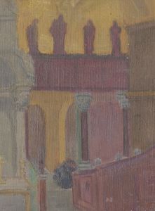 Dorothy Willis - Mid 20th Century Oil, Interior of St. Mark's Basilica, Venice