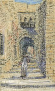 Dorothy Willis - Mid 20th Century Pastel, Jerusalem Street Scene