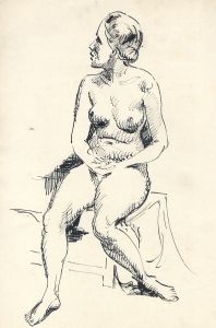 Georg Mayer-Marton - Mid 20th Century Pen and Ink Drawing, Seated Nude