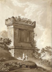 19th Century Watercolour - Classical Landscape with Figures and Dog