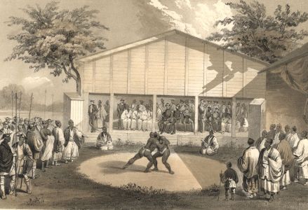 Peters - 1856 Lithograph, Wrestlers at Yokuhama
