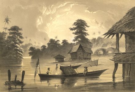 Wilhelm Heine - 1856 Lithograph, River Jurong, Singapore