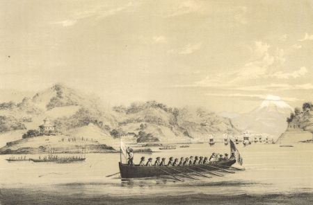 Wilhelm Heine - 1856 Lithograph, View of Uraga, Yedo Bay