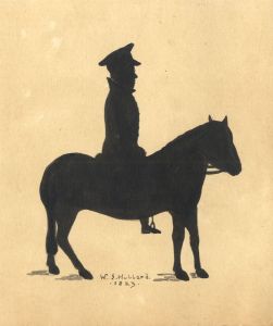 W. J. Hubbard - Fine 1823 Gouache, Silhouette of an Officer on Horseback