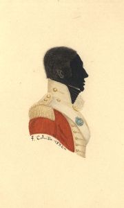 F. Colville - Fine 1836 Gouache, Silhouette Portrait of an Officer in Uniform