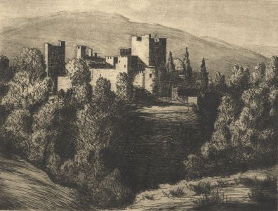 20th Century Etching - Castle in a Landscape