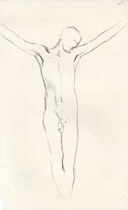 Barbara Dorf - Mid 20th Century Pen and Ink Drawing, Male Nude Study