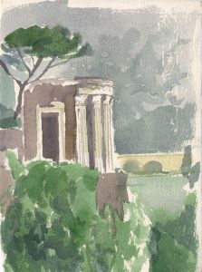 Barbara Dorf - Mid 20th Century Watercolour, Garden Temple