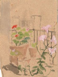 Barbara Dorf - Mid 20th Century Watercolour, Balcony Flower Pots