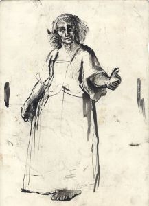 Barbara Dorf - Mid 20th Century Pen and Ink Drawing, Elderly Lady