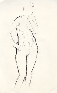 Barbara Dorf - Mid 20th Century Pen and Ink Drawing, Nude Study
