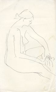 Barbara Dorf - Mid 20th Century Pen and Ink Drawing, Seated Female Nude