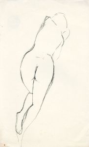Barbara Dorf - Mid 20th Century Pen and Ink Drawing, Reclining Nude
