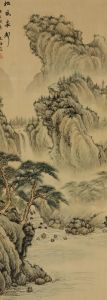 Oriental Early 20th Century Watercolour - Waterfall View