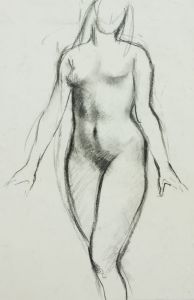 Barbara Dorf - Mid 20th Century Charcoal Drawing, Nude Study