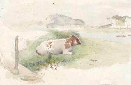 Joseph Clark - Late 19th Century Watercolour, Cow in the Field