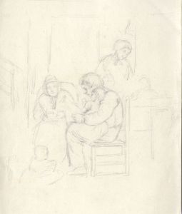 Joseph Clark - Late 19th Century Graphite Drawing, With the Babies