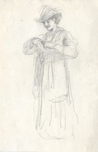Joseph Clark - Late 19th Century Graphite Drawing, Lady in a Hat